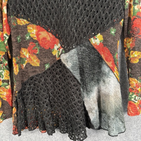 This & That Sweater Sz Large Artsy Boho Floral Crochet Colorblock Pullover Tunic - Picture 3 of 13